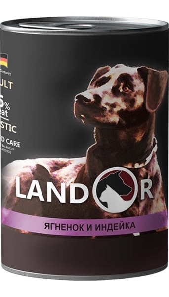 Консерва для собак похилого віку для усіх порід LANDOR Senior & Adult Ягня та кролик 400 г