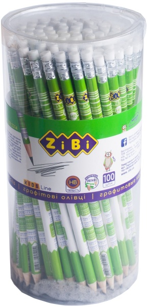 Олівець чорнографітний TABLE HB із гумкою ZB.2314 ZiBi