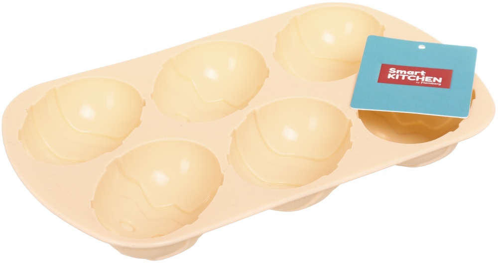 Форма для кексів Smart Kitchen by Flamberg на 6 шт Eggs Peach&Brown series, 20,8х13х2,2 см персиковий