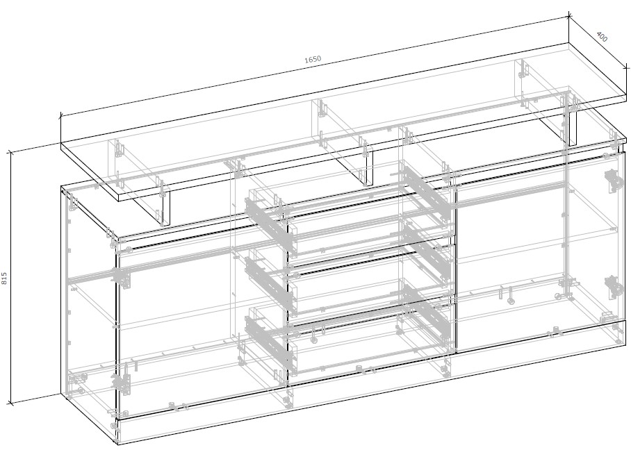Комод Грейд Concord №4 2д3ш 1650x815x400 мм дуб крафт золотой/нимфея альба