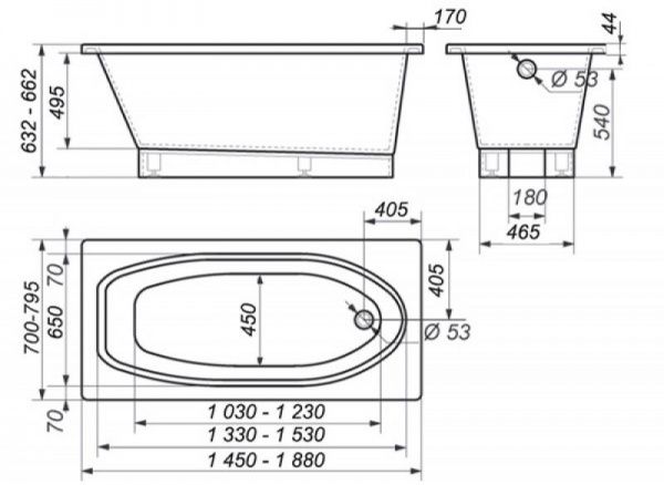 Ванна зі штучного каменю Рок-Дизайн барселона (основа класика ПЛЮС 1BP170080) 170x80 