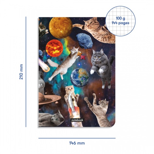 Блокнот в клетку А5 Коты в открытом космосе 144 ст. Orner
