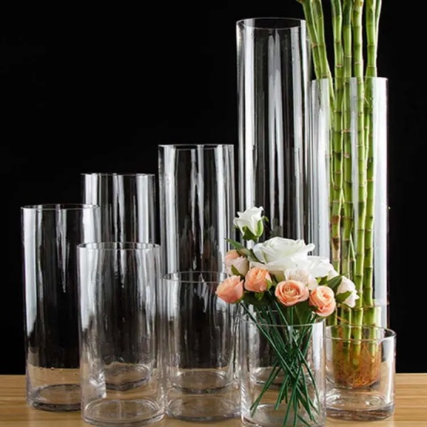 Ваза скляна Циліндр прозора h30 d10 30 см 