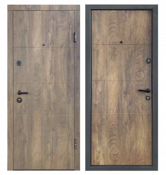 Двері вхідні Міністерство дверей Оптима 257 спил дерева коньячний 2050x960 мм праві