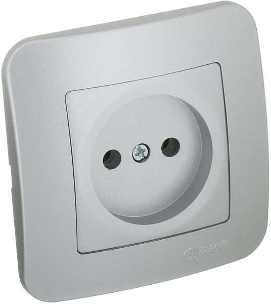 Розетка без заземления Makel Lillium Natural без крышки серебристый