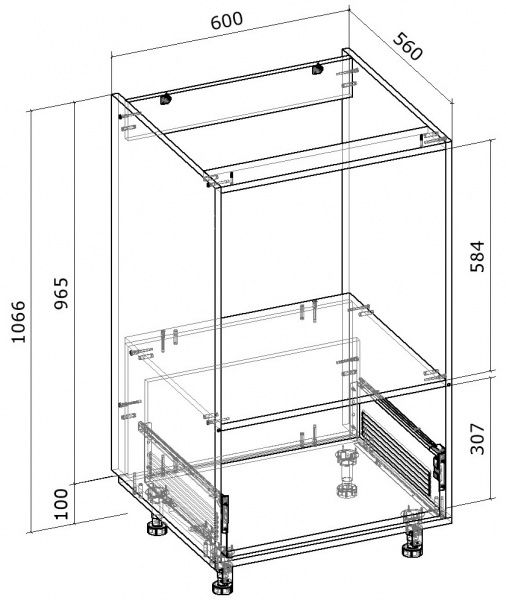 Шкаф под духовку Грейд нижняя с ящиком (стандарт) 600x1070x560 мм серый 