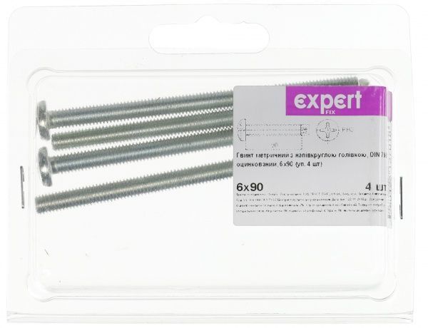 Винт метрический ЦБ DIN7985 6x90 мм 4 шт Expert Fix