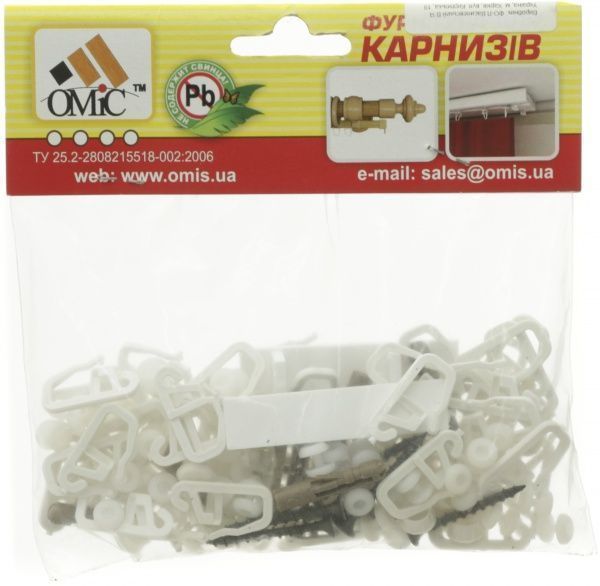 Комплект фурнітури ОМіС до стельового карнизу ОМ2 набірний 300 см білий 