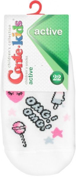 Шкарпетки дитячі Conte-Kids ACTIVE 333 17С-87СП р.22 білий з малюнком 