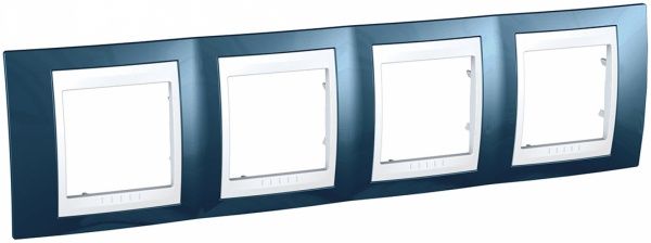 Рамка четырехместная Schneider Electric Unica Glacier горизонтальная голубой MGU6.008.854
