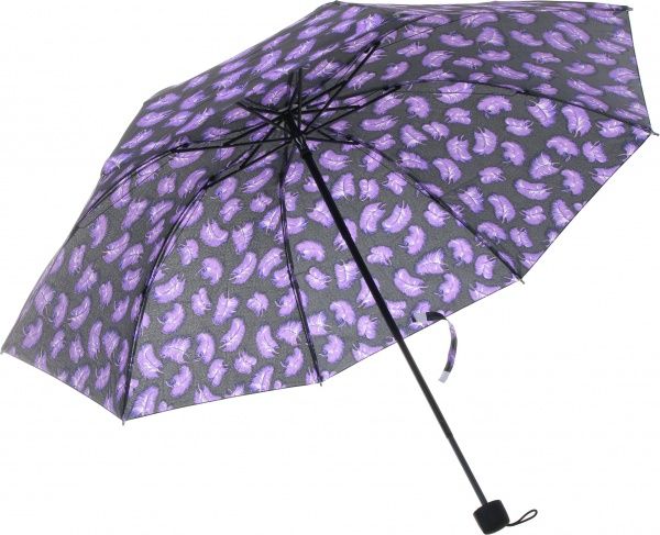 Зонт Перья, складной, полуавтомат фиолетовый 