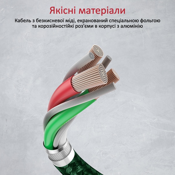 Кабель Promate iCord-PD20 USB-C to Lightning 3А 1,2 м зелений (icord-pd20.midnightgreen) 