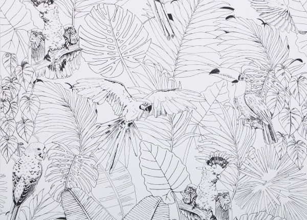 Шпалери RASCH Madagascar Tropical White parrots 447880 