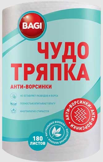 Салфетки чистящие Bagi Чудо Салфетка 180 шт./уп. / белый