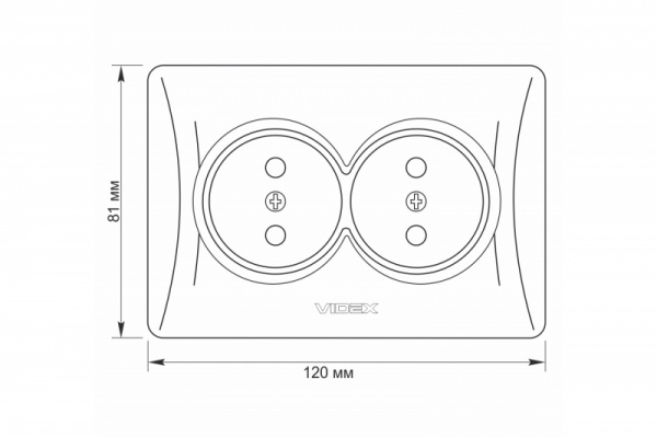 Розетка подвійна без заземлення Videx Binera IP20 чорний графіт VF-BNSK2-BG