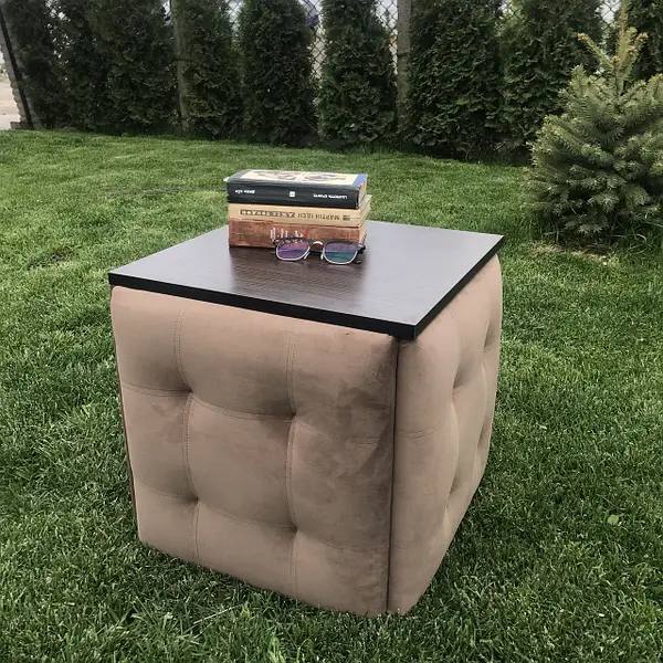 Пуф-трансформер 5 в 1 из велюра со столиком венге / коричневый 