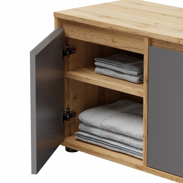 Тумба для обуви SOKME Nitro Soft серый графит дуб вотан 