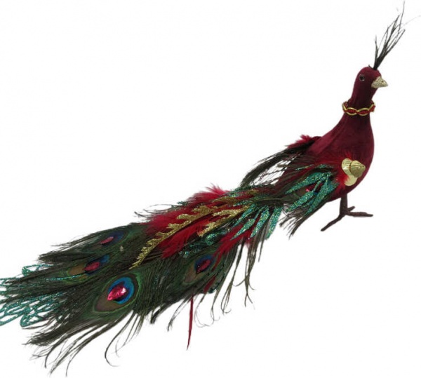 Декоративная фигура New Star Павлин с перьями вельвет 40 см 