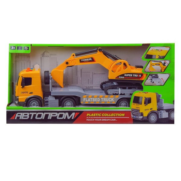 Грузовик Автопром с экскаватором 1:18 RJ3366