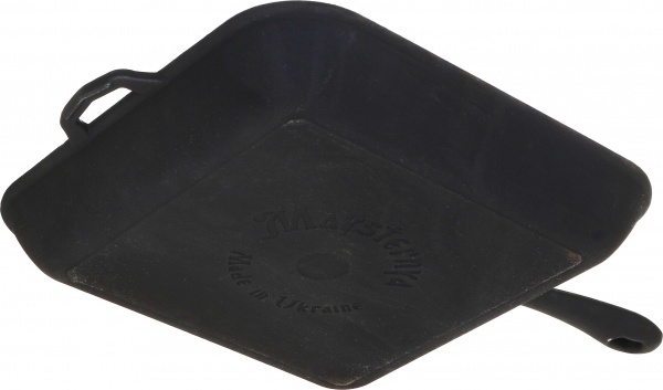 Сковорода-гриль чавунна лита з металевою ручкою 28x28x4см Maysternya
