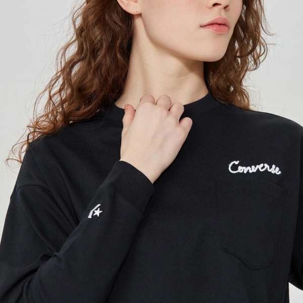Свитшот Converse FASHION CROP LS POCKET TOP 10024528-001 р. M черный