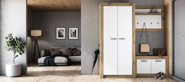 Шафа Грейд Марлін 900х1940х546 мм білий альба / дуб артізан 