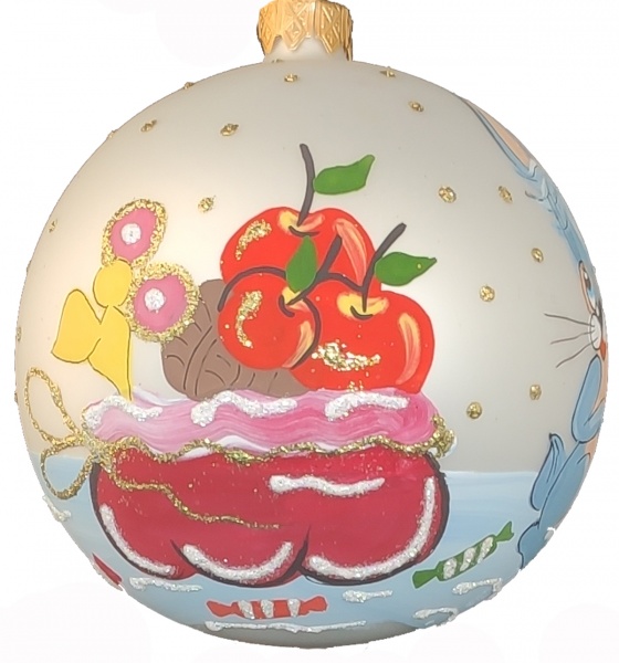 Куля новорічна Звірята 6271-3 100 мм срібний