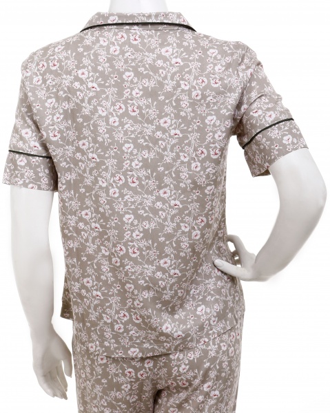 Жакет Trio женский BIZE принт цветы с коротким рукавом р. M оливковый