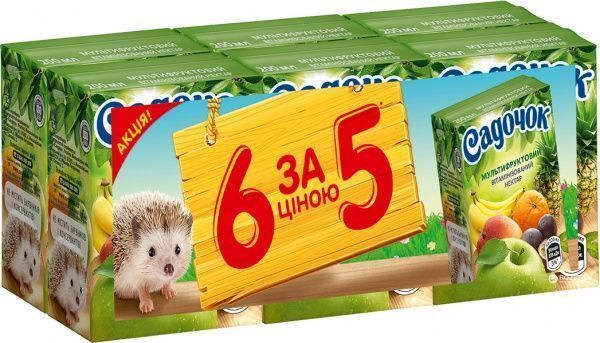 Набір Садочок Мультифрукт 200 мл 6 шт.