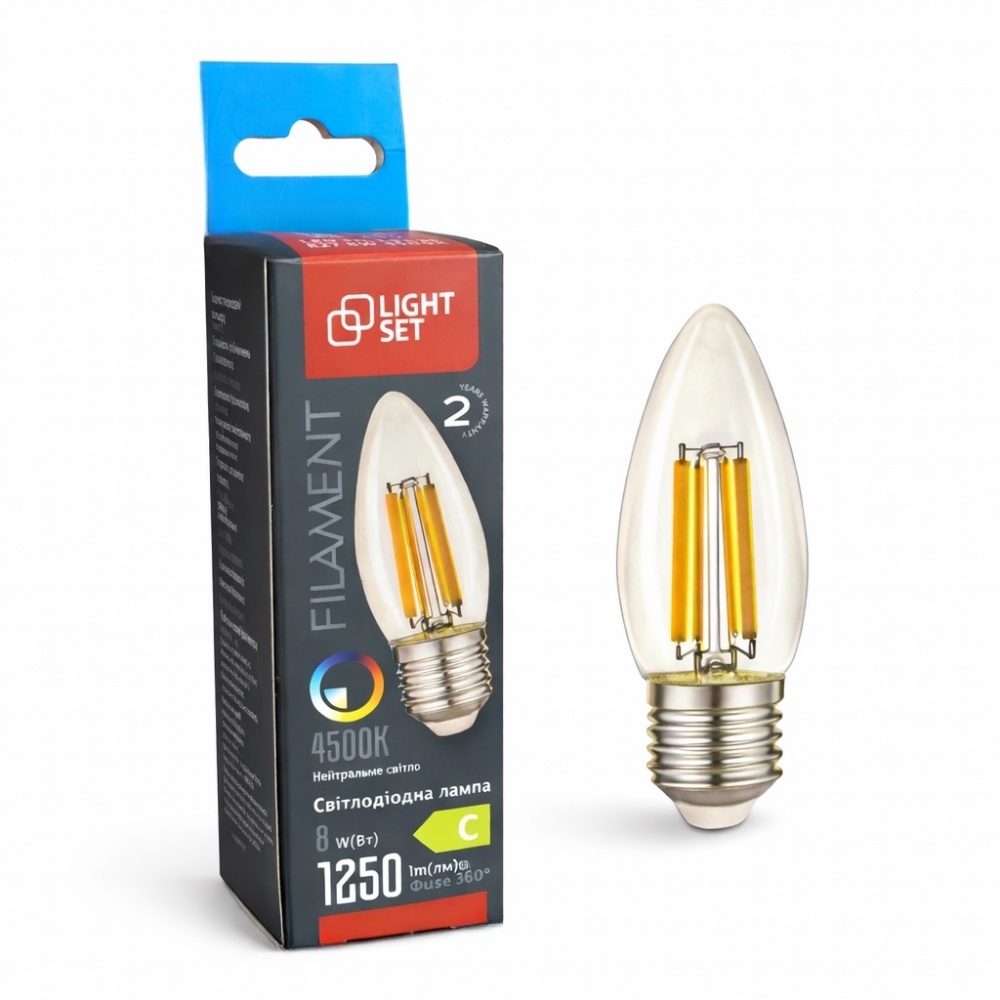 Лампа светодиодная LIGHT SET FIL LS CL 1250Lm 8 Вт C35 E27 220 В 4500 К