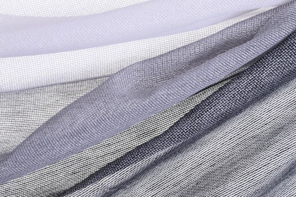 Ткань тюлевая сетка с полосками 295 см серый 