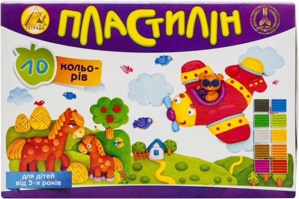 Пластилин Стандарт 10 цветов Тетрада