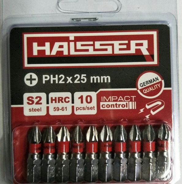 Набір біт Haisser PH2 х 25мм 10 шт. 81295