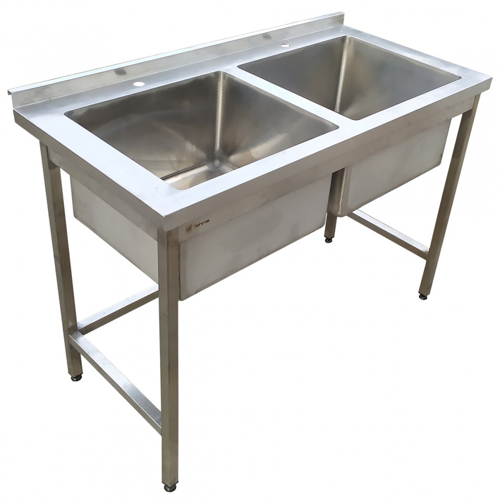 Мойка производственная 2-секционная бесшовная с бортом Tehma 1200x600х850 мм нержавеющая сталь