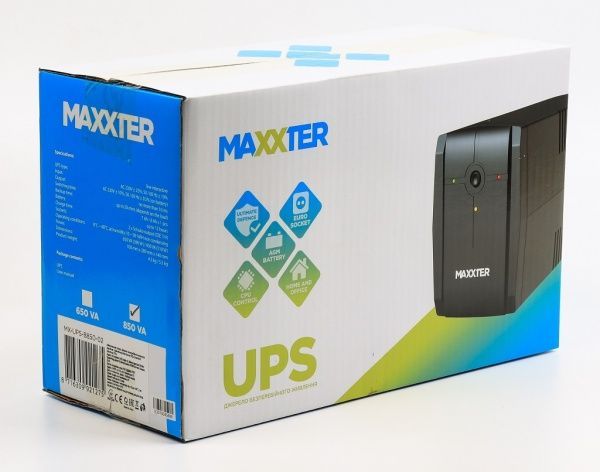 Источник бесперебойного питания (ИБП) Maxxter 850 VA, Basic Series MX-UPS-B850-02