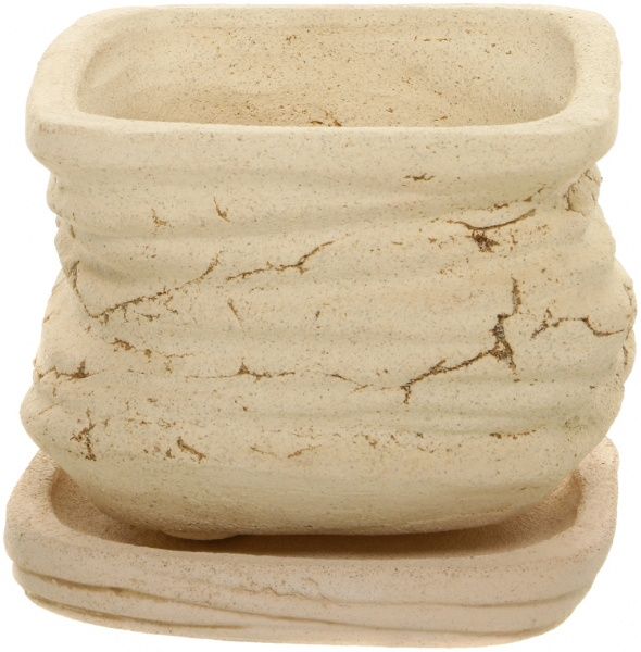 Горшок шамотный Волна средний 167 квадратный 4,5л кремовый 