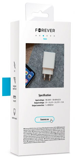 Зарядное устройство Forever 1X QC3.0 (18W) Белый CORE 