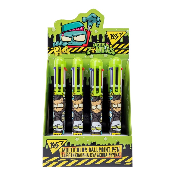 Ручка шариковая YES Zombie 1,0 мм 6 цветов 412048 