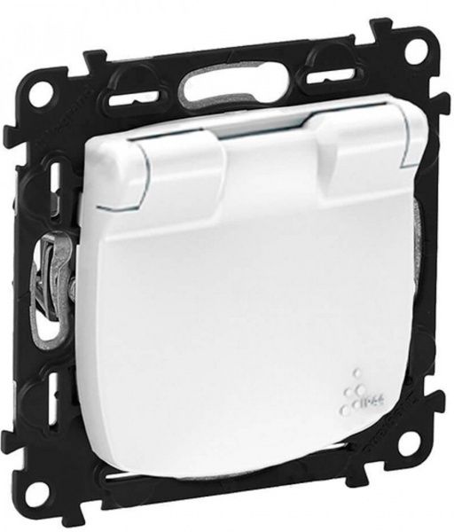 Розетка із заземленням Legrand Allure без шторок з кришкою білий 755204