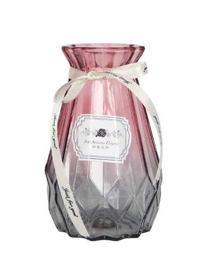 Ваза стеклянная Crystal Angela (83210414392) 17 см розово-серая 