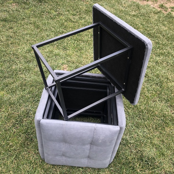 Пуф-трансформер 5в1 из серого велюра из пяти стульев серый 