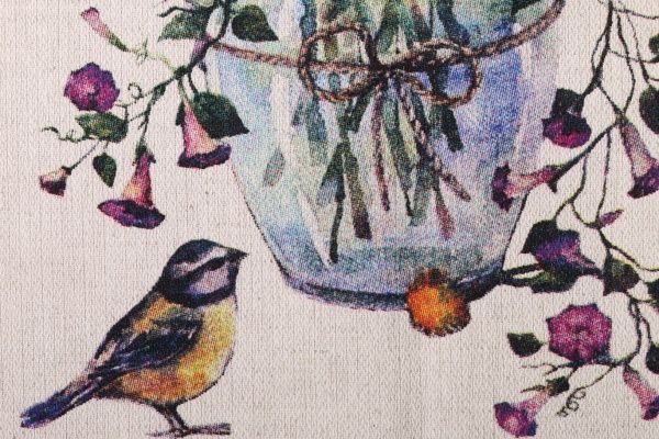 Рушник весняний букет 47x60 см Білоруський льон коричнево-фіолетовий 