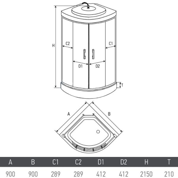 Гидромассажный бокс Erlit ER 5709P-C24 900x900x2180