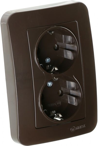Розетка подвійна із заземленням Makel Lillium Natural коричневий