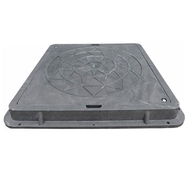 Люк канализационный PE RUSLANA 710x710 мм Садовый с замком черный