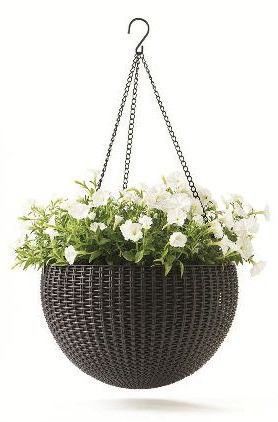 Горщик пластиковий Rattan hanging sphere круглий 8,6л коричневий 
