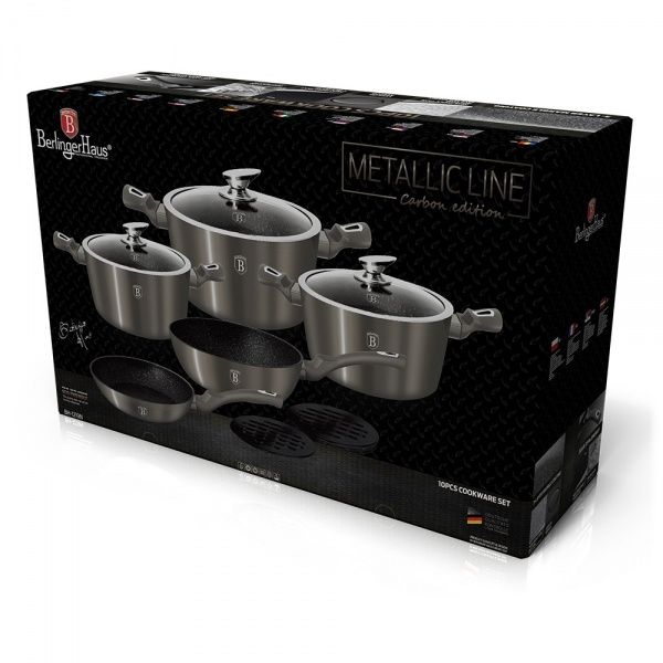 Набор посуды Metallic Line CARBON Edition 10 предметов BH 1219N Berlinger