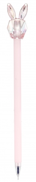 Ручка гелевая Хрустальный зайчик розовая чернила синие 