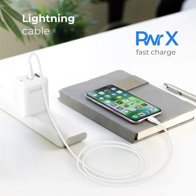 Кабель Acclab PwrX 20W USB to Lightning 1,2 м білий (1283126559549)