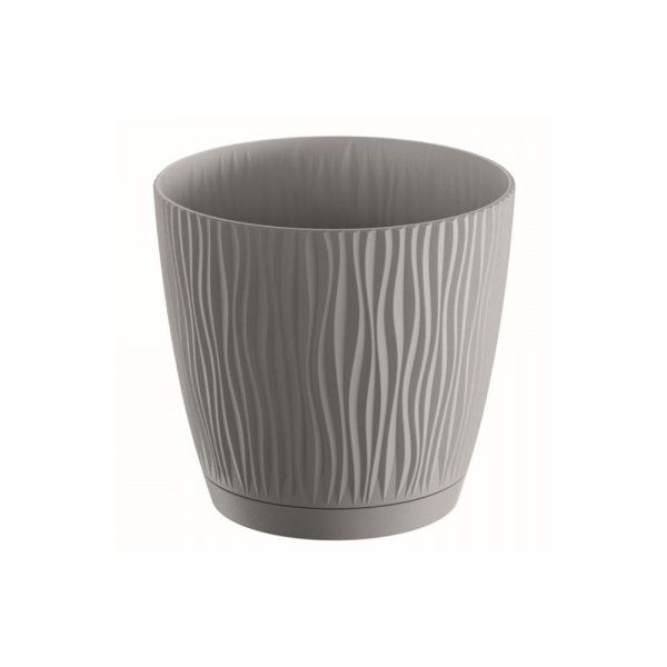 Горщик для квітів Prosperplast SANDY 110 мм з підставкою круглий 1,19л сірий (26798-405) 